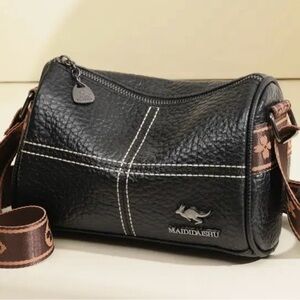 Black Leather crossbody Bag